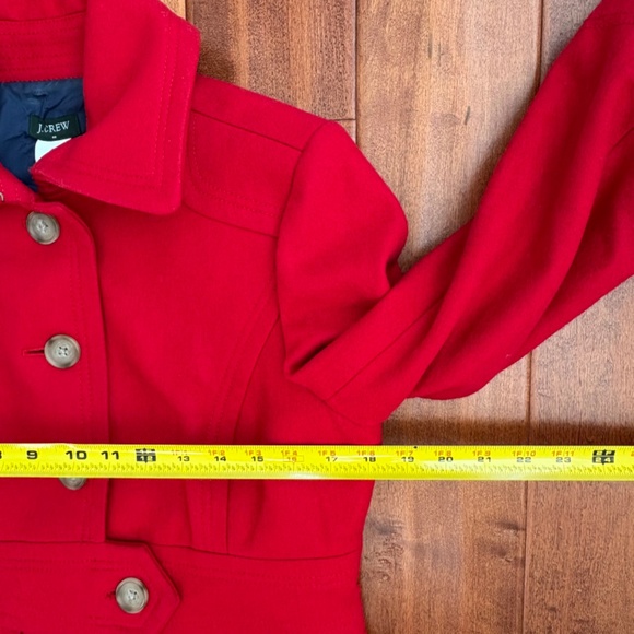 J. Crew Classic Red Wool-Blend Button-Down Polo Trench Coat Belted Sz 8 - Picture 13 of 15